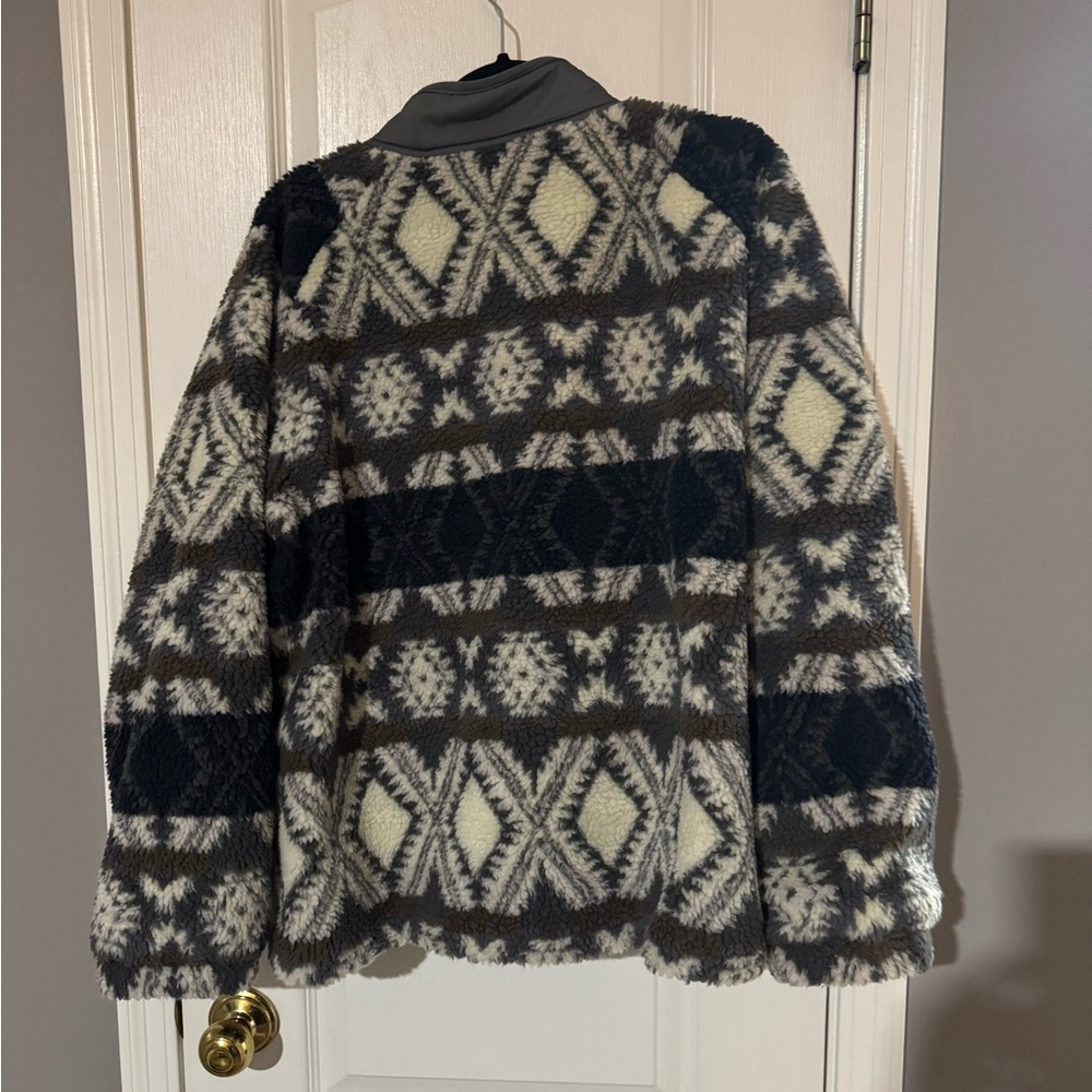 Geometric Pattern Fleece Jacket - image 3